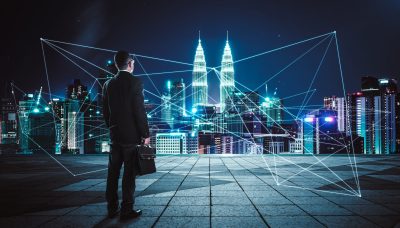 Image of man looking over city scape in Executive Recruitment